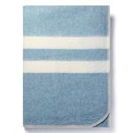 Thick Alpaca Wool Blanket – Heavyweight Alpaca Wool Blanket for Camping Outdoors or Using Indoors | Soft Peruvian Alpaca Wool Blankets (Soft Blue - Ivory Stripes 2, Queen)