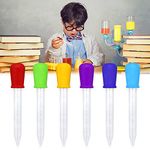 PROUSKY 6 Pack Silicone Pipettes Dropper, 5ml Plastic Droppers, Liquid Droppers Pipettes of 5ml for Baby Feeder Kids Candy Molds Gummy Mold and Crafts, Red+Yellow+Green+Blue+Dark Blue+Purple