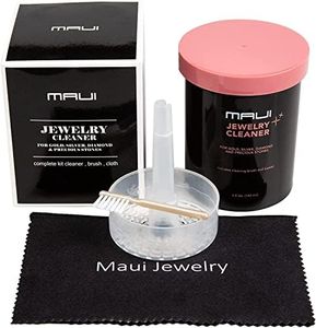 Maui Liquid Jewelry Cleaner Solution Complete kit with Cloth for Gold, Silver,Diamond. Safety Solution with Basket, Brush & Cloth for Extra Cleaning. Cloth Treated with Our Secret Formula