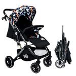 Golden Bee Choco Joy Stylish Baby Stroller/Parm with Detachable Food Tray, Lightweight Travel Stroller, Easy Towable, 5 Point Safety Harness, Baby Stroller for 0-3 Years Boys & Girl (Black Dreamer)