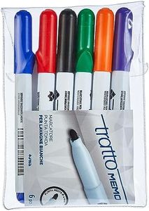 Tratto Memo, Marcatore per Lavagna Punta Tonda Busta 6 pz, 6 Colori