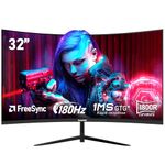 Gawfolk 32 Inch Curved 1800R PC Gaming Monitors 180hz, FHD 1080p 1ms without Bezel, freesync, 98% sRGB，178 ° Angle View HDMI DisplayPort, Compatible with Mural VESA100*100MM - Black