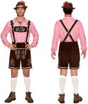 Spooktacular Creations Men’s Red Plaid German Bavarian Oktoberfest Costume Set for Halloween Dress Up Party and Beer Festival
