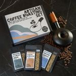 Roast Your Own Coffee Gift Set for Coffee Lovers - includes artisan Roasting Pan Green Coffee Beans How to Guide Light Medium Dark Level