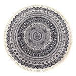 Terafeels Rug Circle Rug Round Area Rug Cotton Woven Rug with Tassels Boho Rugs Washable Printed Carpet Indoor Floor Mat Rugs for Bedroom Rugs Living Room Kitchen Rug Dia 80cm, 3080