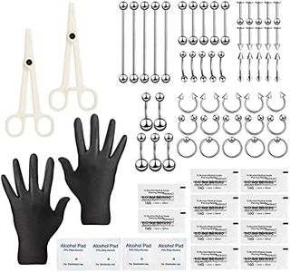 Juego de 60 piezas de piercing, lote de cartílago de acero inoxidable Helix Daith Septum Hoop Anillo de nariz Herradura Labio Lengua Ceja Tragus Ombligo Anillos Barbells Joyería corporal 14G 16G