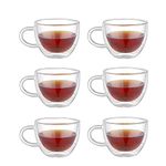 FYUGO Double Wall Glass Coffee Mugs | Heat Resistance Borosilicate Clear Insulated Glasses for Cappuccino Cups, Latte Cups, Beverage Glasses, Hot Beverages (250ML)(6)