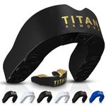 Titan Armour® Gum Shield w/Dual-Layer Technology | Adults & Junior Custom-Fit Mouth Guard | Case Inc | Boil & Bite Mouthguard: Boxing, Rugby, MMA, Hockey & All Contact Sports | UK Brand Age 11+ Gold