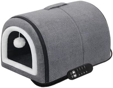 Heated Cat Bed, Heated Cat House Indoor, Removable Adjustable Temp Arched Roof Warm Nest Semi-Enclosed for All Season Home Living Room Travel Outdoor