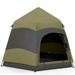 Outsunny Double Layer Instant Pop Up Tent with Rainfly, Hexagon 4 Man Dome Tent, Portable Camping Shelter with Sewn-in Groundsheet and Carry Bag, for Festival Backpacking Road Trips, Dark Green