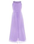 CHICTRY Beading Neckline Chiffon Girls Junior Wedding Bridesmaid Dance Prom Party Flower Dress Lavender 13-14 Years