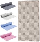 Bath Mat Non Slip Anti Mould - 36x70cm Bathtub Mat for Bathroom with Suction Cups and Drain Holes, Machine Washable Shower Mats for Inside Shower Ideal for Kids & Elderly - Anti Slip Bath Mat (Khaki)