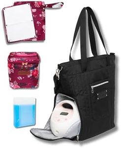 Sarah Wells Suzy Breastpump Tote (Black), Cold Gold Breastmilk Cooler and Pumparoo Wet/Dry Bag (Berry Bloom) Bundle