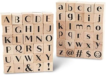 Wood Rubber Stamps, Alphabet Stamp Set (0.6 x 0.6 x 0.9 Inches, 60 Pieces)