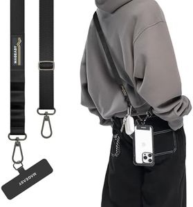 MAGEASY Crossbody Cell Phone Lanyard - Premium Cell Phone Lanyard Crossbody Strap | 20mm Universal Adjustable Phone Strap for iPhone, Samsung, and More | For Traveling, Hiking, Daily Use - Black