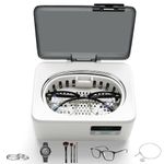 ROSSIVAN Ultrasonic Jewellery Cleaner, 48kHz 600ML with Digital Timer, Multi-Purpose Sonic Cleaner for Jewelry, Dentures, Eyeglass, Watches, Coins, Makeup Brush - White