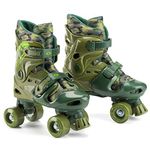 Osprey Roller Skates | for Boys and Girls, Kids Beginners, Adjustable Sizing Quad Skates, 4 Wheel Skates, Durable Safe-Lock Straps, Camo, Multiple Designs (SK3001-S/M)