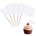 SUSNUAN 100PCS Blank Toothpick Flags Cupcake Toppers Decorations for Party, Cocktail Sticks Food Labels Fruit Salad Cheese Plate Baby Shower Wedding Birthday Supplies - White