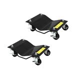Car Wheel Dolly Set of 2 – 3600 kg Tire Stake Cart with Lockable Casters & Handle, 4.5mm Thick Steel Tyre Skates, Vehicle Dolly Upgraded, Steel Tire Skates with Brakes, for Moving Cars,Trucks
