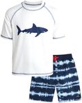 Big Chill Boys' Rash Guard Set - 2 Piece UPF 50+ Sun Protection Swim Shirt and Bathing Suit (4-14), Size 8, Navy Tie Dye