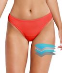 Beautikini Period Swimwear Bikini Menstrual Swim Bottoms Leakproof Low Waisted Period Bathing Suit Bottoms for Teen Girls Medium Cayenne