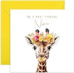 Old English Co. Giraffe Very Special Niece Card - Giraffe Floral Cute Birthday Card for Her - Cute Well Done Congratulations Cards for Niece from Auntie or Uncle | Blank Inside with Envelope…