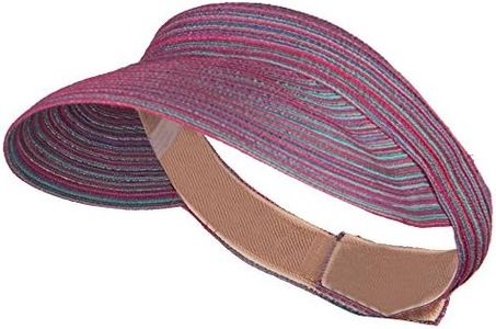 UPF 40+ Multi Colored Poly Braid Sun Visor - Fuchsia OSFM