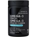 Sports Research® Fish Oil Mini-Softgels - Easy to Swallow Omega-3 Fatty Acids from Wild Caught Alaska Pollock Supporting Brain & Heart Health - 625mg, 120 Capsules