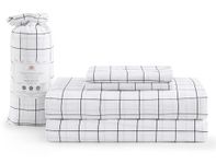 Queen Sheet Set - Premium Oxygen-Washed Ultra-Soft Microfiber Bed Sheets - Incredible Softness, Deep Pocket - Windowpane Design (Queen)