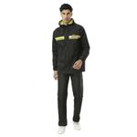 ZEEL Rain Coat for Men Waterproof for Bike Riders with Adjustable Hood Along with Reflective Back, Waterproof Rainwear Suit with Polyester Jacket and Pants, AZ02 Black-Lime XL