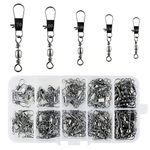 Realure 125 Pcs Fishing Swivels, with Safety Snaps Swivels Fishing Tackle, Sea Fishing Swivels Rolling Swivel for Quick Change Swivels Fishing, for Fishing Hook to Line Connectors (7# 8# 10# 12# 14#)