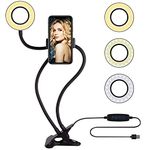 SPYKART Selfie Ring Light and Cell Phone Holder Stand for Live Stream/Makeup, LED Camera 3 Light Modes 10-Level Brightness 360° Rotating for TIK Tok, Vigo, YouTube and Many More (Black)