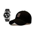 CORNGATE Solid, Self Design, Base Ball New Generation Boys and Girls Men Women and Fancy Caps 01 Analog Watch 01 Cap (Pack of 2) (Black)