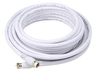 Monoprice RG6 Quad Shield Coaxial Cable - 7.62M (25ft) - White, CL2, 18AWG, 75Ohm, Heavy-Duty With F Type Connector