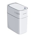 MOPUP Touchless Bathroom Trash Cans, Waterproof Motion Sensor Bedroom Garbage Can, 3.5 Gallon Slim Plastic Narrow Small Dogproof Trash Bin for Office,Living Room,Kitchen, White