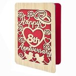 DELLA STELLA Wooden 8th Anniversary Card, Handmade 8 Years Wedding Anniversary Greeting Card, 8th Anniversary Card for Her, Him, Husband, or Wife.