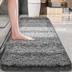 Artnice Grey Rugs for Bathroom 59 x 24,Luxury Soft and Absorbent Microfiber Bathroom Rugs Non Slip Washable,Plush Shaggy Bath Carpets,Machine Wash Quick Drying,Bath Mats for Bathroom Floor,Tub,Shower