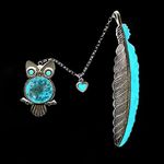 Metal Bookmark Retro Feather Owl Luminous Mark Glow in The Dark Bookmarks for Women Men Kid Book Lover Present