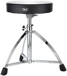 Pearl Drum Stool D-730S - Height Adjustable Drum Throne with Round Vinyl Seat and Single Braced Tripod Base,Black,405 - 605mm (16" - 23.8")