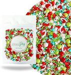 Merry Whatever Sprinkle Mix| Made In USA By Sprinkle Pop| Lime Green Red White Aqua Sprinkles With Crooked Santa Hats and Red Heart Confetti| Christmas Sprinkles For Cakes Cookies Cupcakes Donuts, 2oz