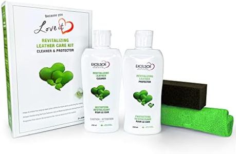 Excelsior Leather Cleaner and Conditioner Kit - Best for Leather couch, Furniture, Car Leather, Shoes & includes 1 Bottle of Leather Cleaner, 1 Bottle of Leather Conditioner, Polishing Cloth & Sponge