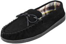 Cushion Walk Mens Real Suede Leather Moccasin Slippers Size 7-12 (UK 9/EU 43, Black)