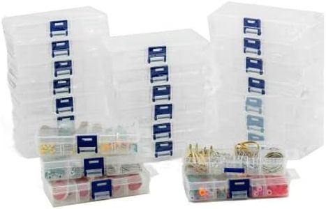 25-Pack Small Plastic Storage Box Case Container Snackle Box with 8 Grid Dividers 2.45" x 5.2" x .97" for Beads, Tackle Box, Fishing Hooks, Bobs, Buttons, Jewelry Grid Size: 1.25" x 1.2" Party Favors