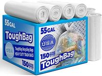 ToughBag 55 Gallon Clear Trash Bags Heavy Duty (150 COUNT) – Large Clear Trash Bags 55-60 Gallon Heavy Duty, Clear Lawn and Leaf Bags, Trash Can Liners - Made in USA