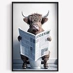 Funny Highland Cow Wall Art Canvas 