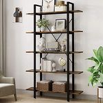 YOLEO Bookcase 5 Tiers, Standing Book Shelf, Shelving Unit, Tall Book Case with Steel Frame, Display Storage Rack for Living Room, Home Office, Bedroom,Rustic Brown