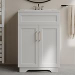 Bathroom Vanity with Ceramic Sink, 24", White