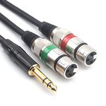 SiYear 6.35mm (1/4inch) TRS Male Plug to Dual XLR Female Microphone Stereo Unbalanced Audio Converter Adapter Y Splitte Cable Cord （1.5Meters