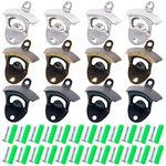 Glarks 12Pcs Silver/Bronze/Black Wall Mounted Bottle Opener Set for Beer Cap Coke Bottle Wine Soda Open and Kitchen Cafe Bars with Mounting Screws