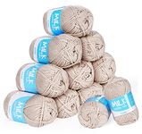 ilauke Double Crochet Yarn for Knitting, 12 x 50g Soft Chunky Yarn Set 100% Acrylic Yarn for Crochet, 1200 Metres Professional Knitting Yarn for Blankets, Baby Clothes, Hats, Towels, Gloves (Beige)